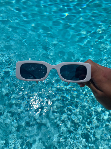Retro White Rectangle Sunglasses - Juniper