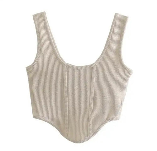 Tan Ribbed Corset Top - Juniper