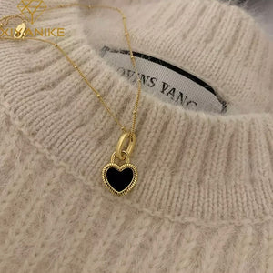 Gold Pendant Necklace, Gold Chain Choker, Heart Charm Necklace, Gold C ...
