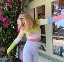Load image into Gallery viewer, Rainbow Pink Cropped Sweater - Juniper
