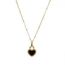 Load image into Gallery viewer, Gold Pendant Necklace, Gold Chain Choker, Heart Charm Necklace, Gold Choker with Charm, Heart Pendant, Gold Plated, Adjustable - Juniper
