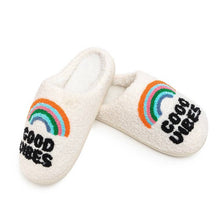 Load image into Gallery viewer, RAINBOW GOOD VIBES SLIPPERS - Juniper
