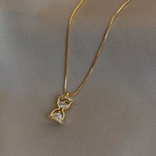Load image into Gallery viewer, Gold Pendant Hourglass Necklace, Gold Chain, Charm Necklace, Gold Charm, Hourglass Pendant, Gold Plated, Adjustable - Juniper
