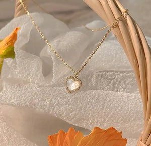 Gold Pendant Heart Necklace, Gold Chain Choker, Charm Necklace, Gold Charm, Lock Pendant, Gold Plated, Adjustable - Juniper