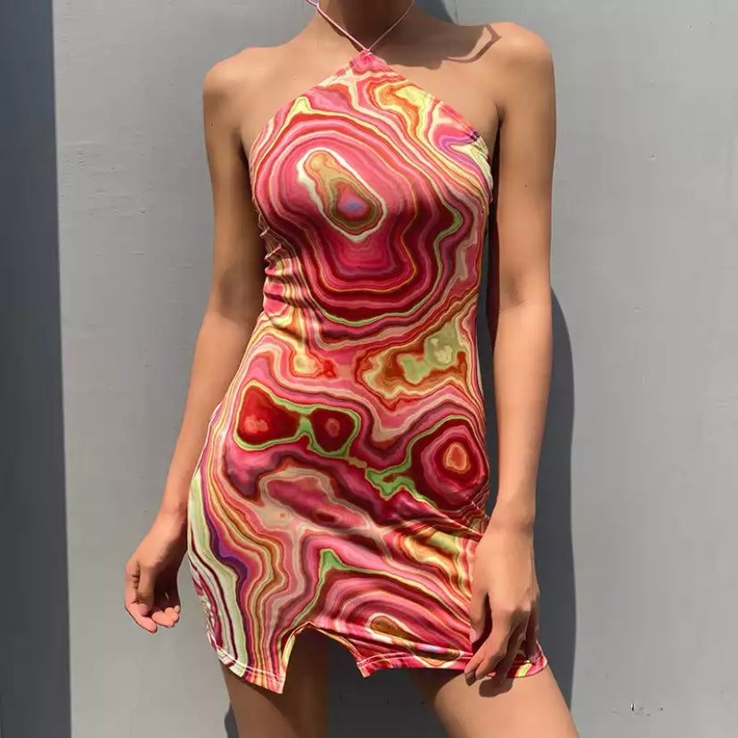 Groovy Y2K Halter Dress – Juniper
