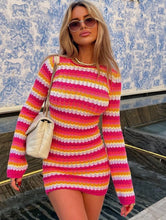 Load image into Gallery viewer, Colorful Long Sleeve Bodycon Dress - Juniper
