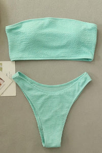 Mint Green Ribbed Strapless Bikini Set - Juniper