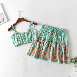 2 Piece Multi-Color Skirt and Top Set - Juniper