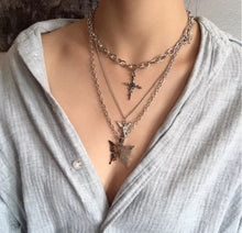 Load image into Gallery viewer, Silver Necklace Set, Y2K necklace, Goth Jewelry Set Charm Necklace, Goth Jewelry, Punk Jewelry, Emo, Grunge, E-Girl Necklace, Egirl - Juniper
