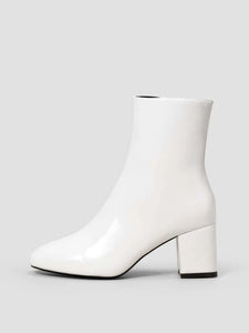 White Leather Ankle Booties - Juniper